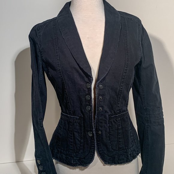 Womens Stone Washed Black Denim Blazer - Picture 1 of 5